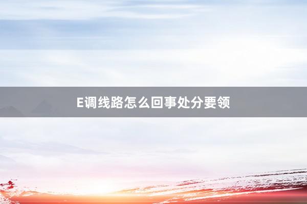 E调线路怎么回事处分要领